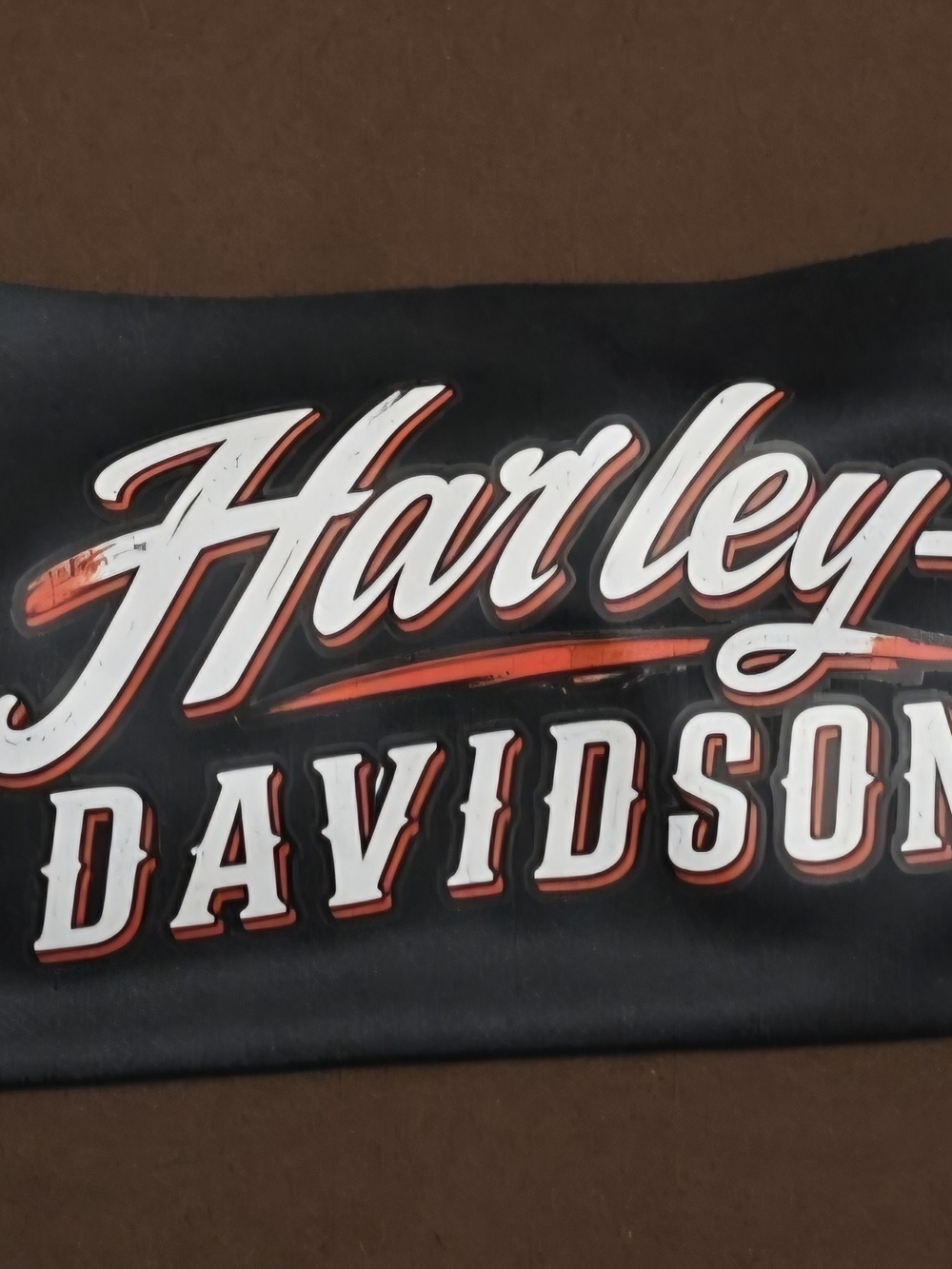 Harley-Davidson Black Face Mask with White and Orange Logo